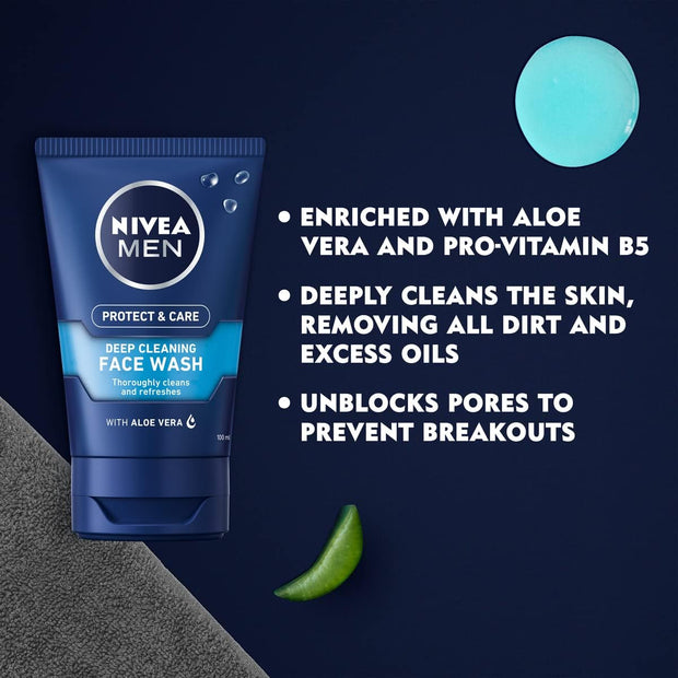 NIVEA MEN Deep Cleaning Face Wash Protect & Care (100 Ml)